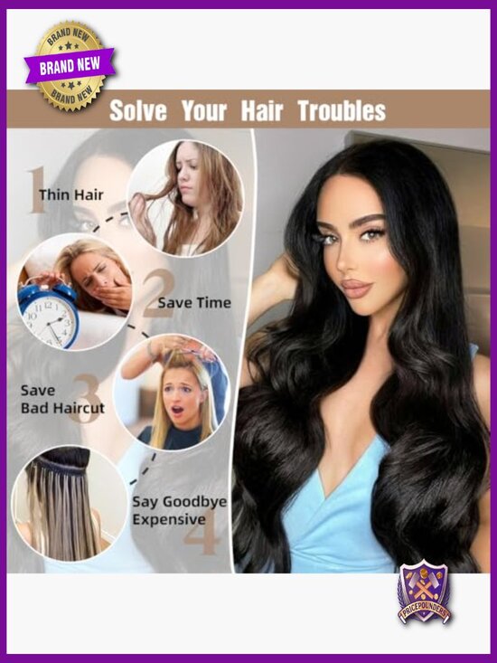 Clip In Hair Extensions Real Human Hair 80g 12 Inch Double Weft main image 4